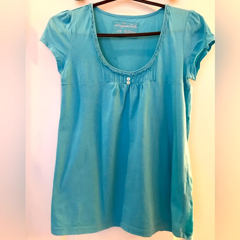 Aeropostale baby doll scoop neck top with cap sleeves Large
